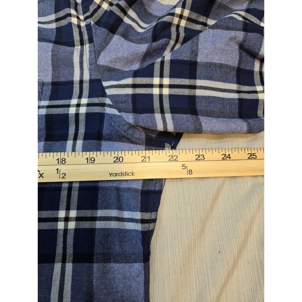 Banana Republic Luxe Flannel Slim Fit Men's Blue Plaid Button-Down Shirt M - Picture 5 of 9